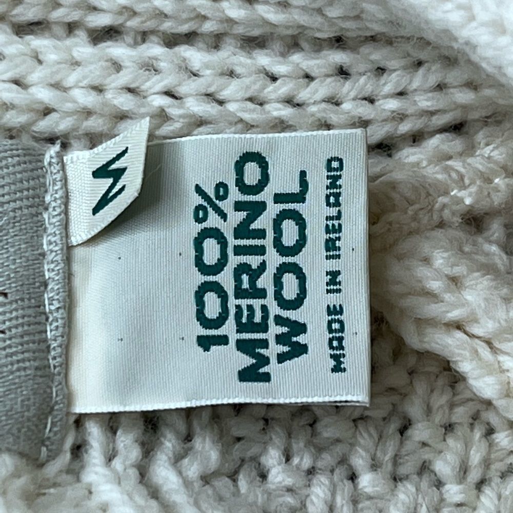 Aran Cream Cable Knit Cardigan Sweater Size Medium - Picture 9 of 10